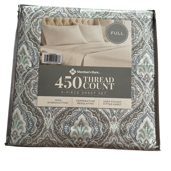 Full sheet set 450 Thread Count 4-Piece Gray & white NeW deep pocket soft cotton - Picture 1 of 4